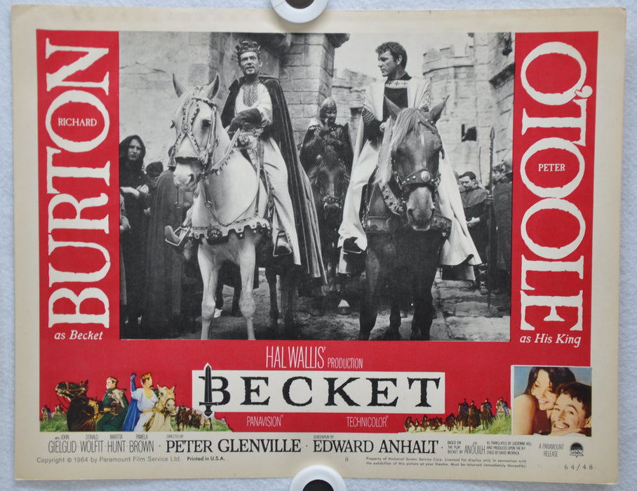 Becket 1964 Lobby Card #8 Movie Poster  Richard Burton, Peter O'Toole   - TvMovieCards.com