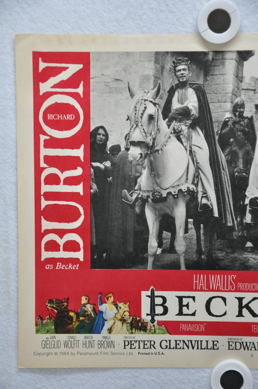Becket 1964 Lobby Card #8 Movie Poster  Richard Burton, Peter O'Toole   - TvMovieCards.com