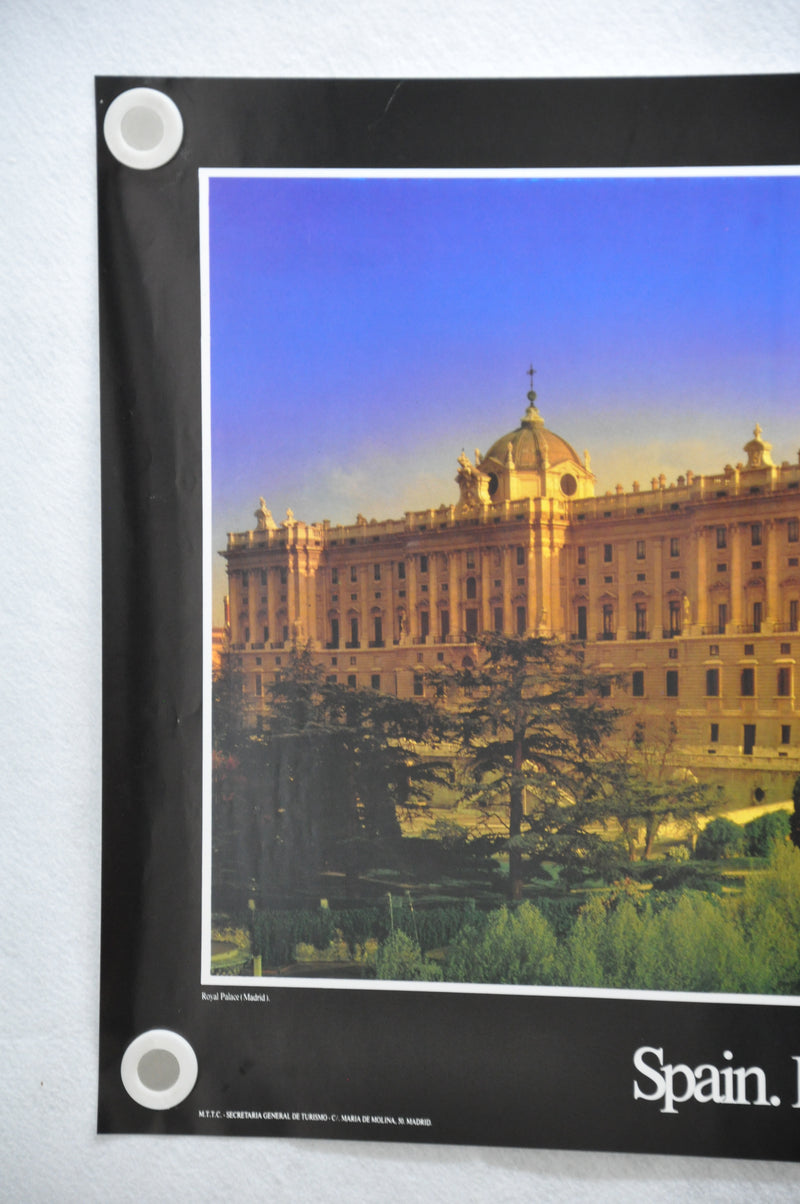 Vintage 1980s Spain Travel Poster Everything Under the Sun Royal Palace 19 x 26   - TvMovieCards.com