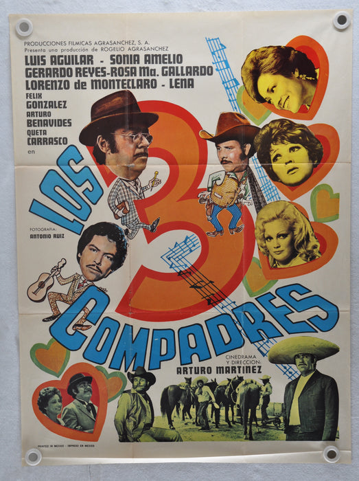 1975 Los Compodres Original 1Sh Movie Poster 27x 37 Gerardo Reyes   - TvMovieCards.com