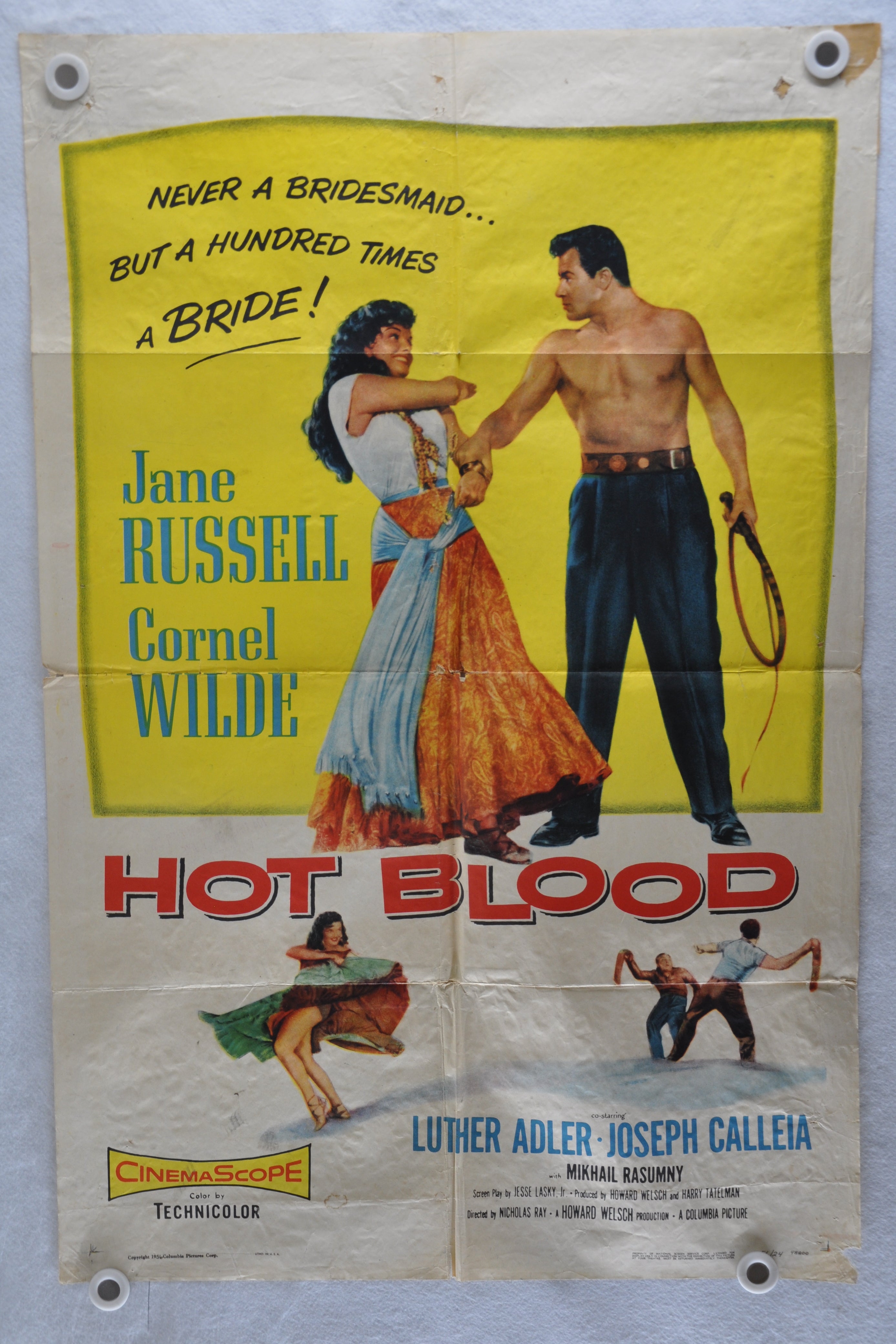 1956 Hot Blood Original 1Sh Movie Poster Jane Russell Cornel Wilde