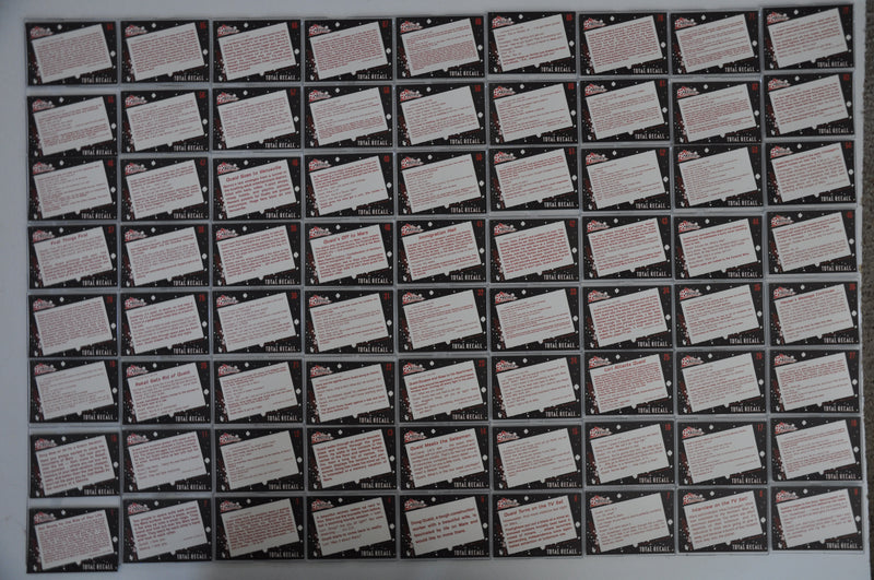 Total Recall Movie Base Card Set 110 Trading Cards Pacific 1990   - TvMovieCards.com