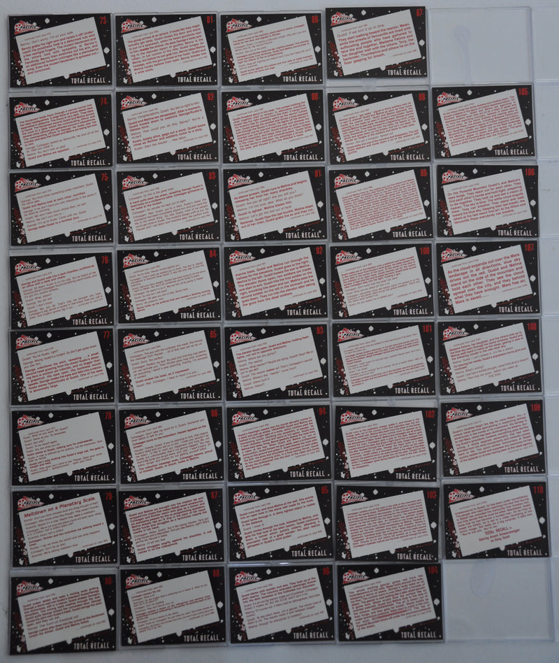Total Recall Movie Base Card Set 110 Trading Cards Pacific 1990   - TvMovieCards.com