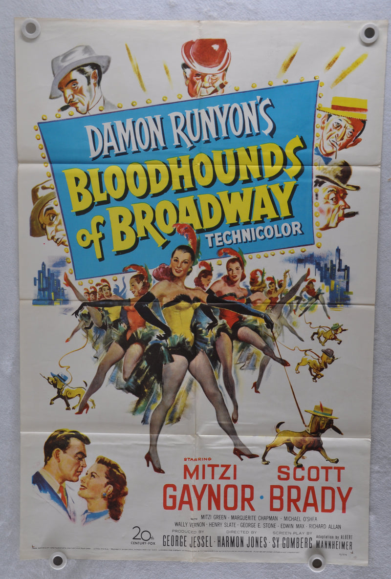 1952 Bloodhounds of Broadway Original 1Sh Movie Poster Mitzi Gaynor Scott Brady   - TvMovieCards.com