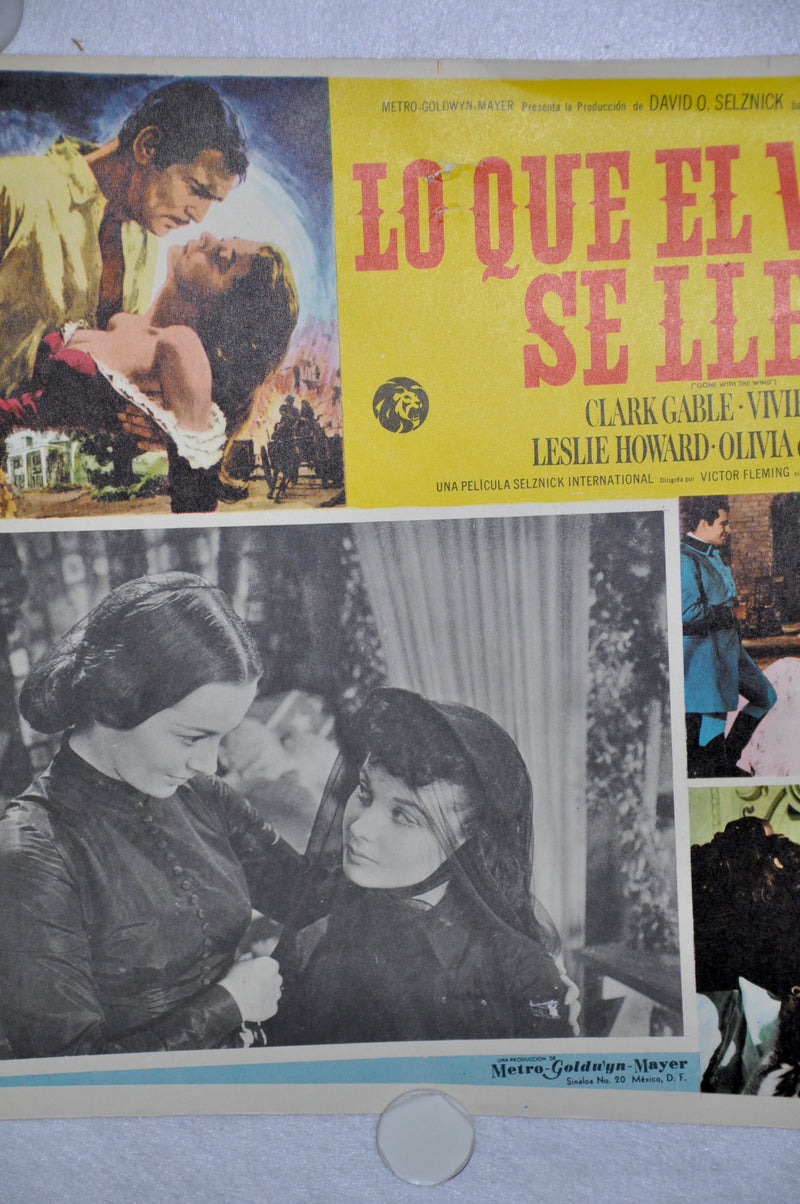 Gone With The Wind 1968 Mexican Lobby Card Movie Poster Clark Gable Vivien Leigh   - TvMovieCards.com