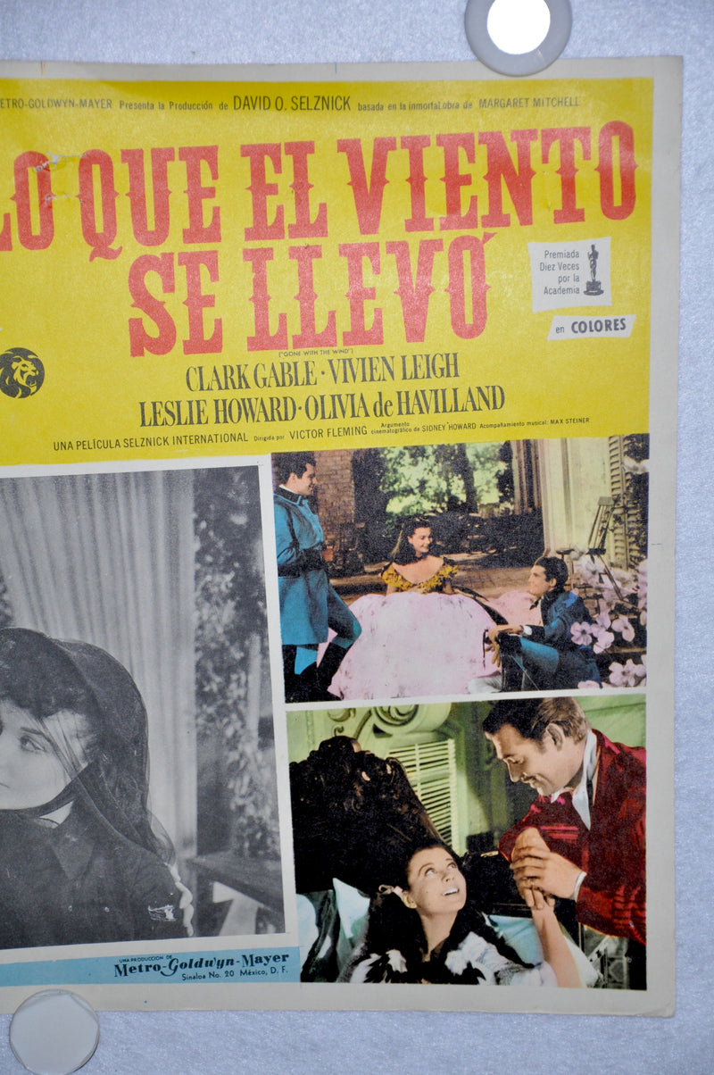 Gone With The Wind 1968 Mexican Lobby Card Movie Poster Clark Gable Vivien Leigh   - TvMovieCards.com
