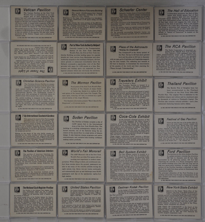 New York World's Fair Attractions Vintage Card Set 24 Cards Ed-U-Cards 1963   - TvMovieCards.com