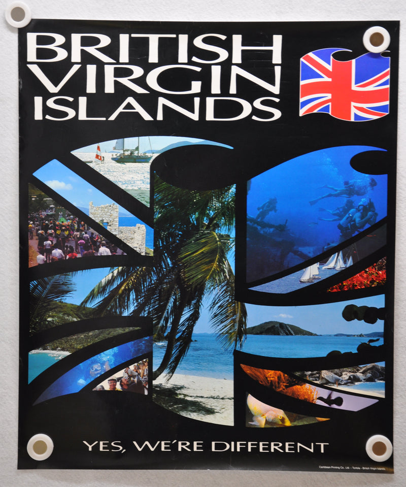 Vintage 1980s British Virgin Islands Travel Poster "We're Different" 20 x 24   - TvMovieCards.com