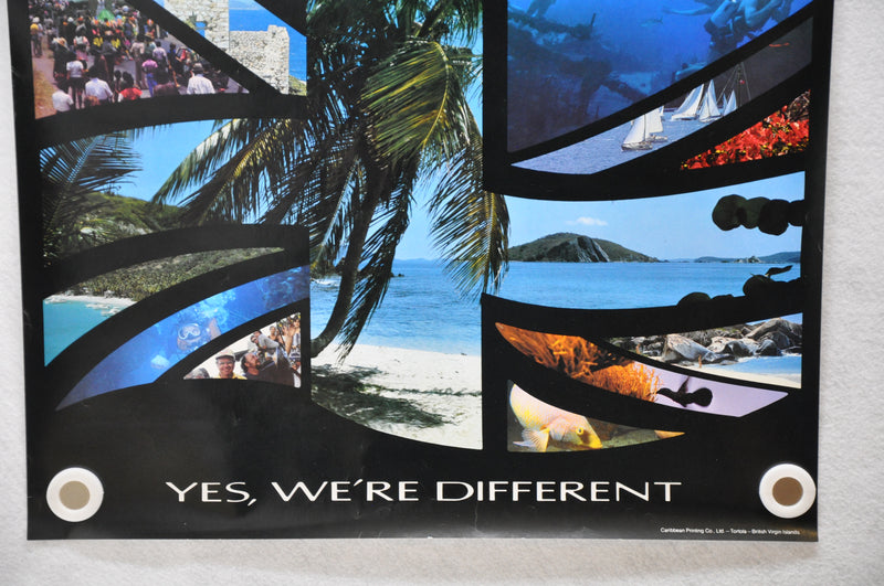Vintage 1980s British Virgin Islands Travel Poster "We're Different" 20 x 24   - TvMovieCards.com