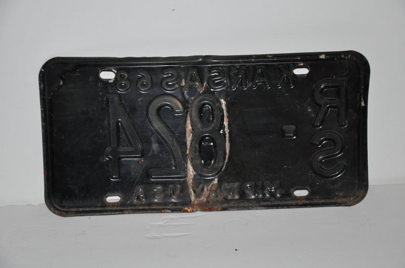 1968 Kansas License Plate # RS-824 Russell County Car Man Cave Chevy Ford   - TvMovieCards.com