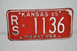 1965 Kansas License Plate # RS-1136 Russell County Midway USA Man Cave Chevy For   - TvMovieCards.com
