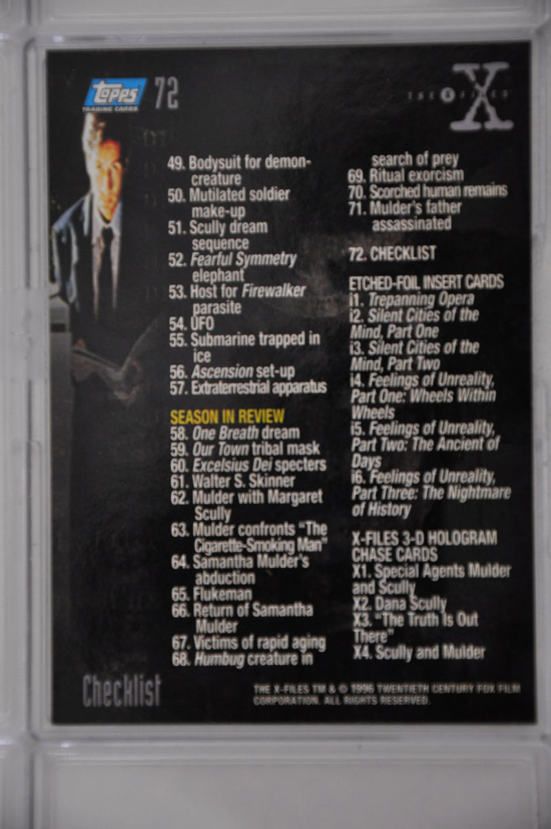 X-Files Season Two 2 Trading Base Card Set 72 Cards Topps 1996   - TvMovieCards.com