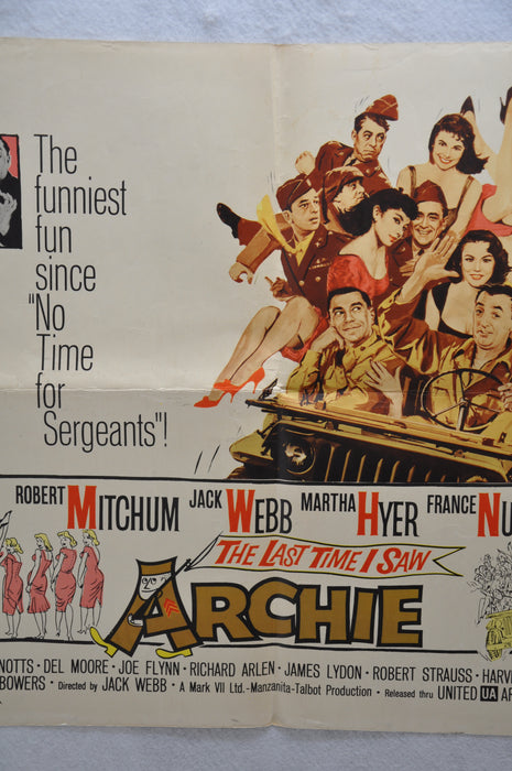 1961 Last Time I Saw Archie Original Half Sheet Movie Poster Robert Mitchum   - TvMovieCards.com