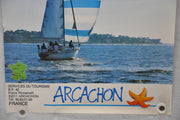 Vintage 1970s "Arcachon Toutes Lumieres Dehors" France Travel Poster 23" x 31"   - TvMovieCards.com