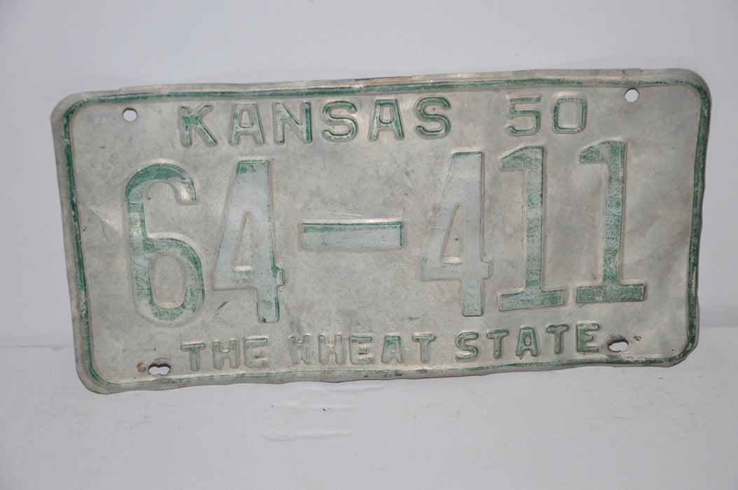1950 Kansas License Plate # 64-411 Ellsworth County Truck Man Cave Chevy Ford   - TvMovieCards.com
