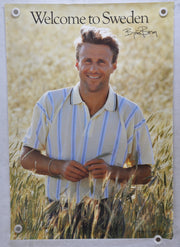 Vintage 1980s Bjorn Borg "Welcome to Sweden" Tourism Travel Poster 27" x 39"   - TvMovieCards.com