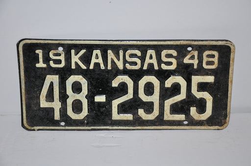 1948 Kansas License Plate # 48-2925 Rice County Car Man Cave Chevy Ford   - TvMovieCards.com