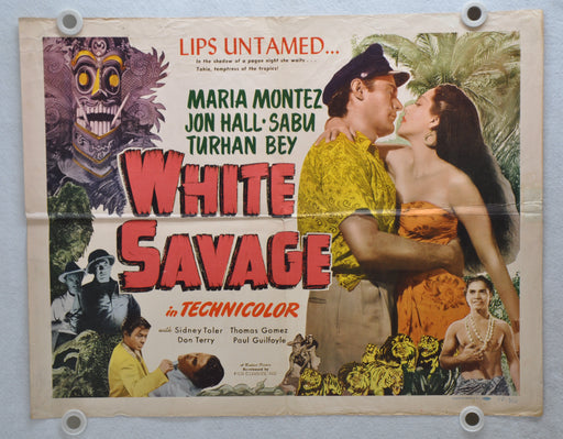 1943 White Savage Original Half Sheet Movie Poster Maria Montez, Jon Hall, Sabu   - TvMovieCards.com