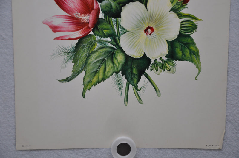 E Serton Pink & White Flowers Lithograph Art Print 11 x 14 Serine Made in USA   - TvMovieCards.com