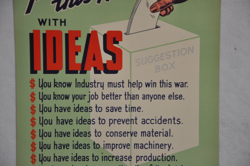 1942 "You Can Help Win This War With Ideas" WWII War Poster (22 X 34)   - TvMovieCards.com
