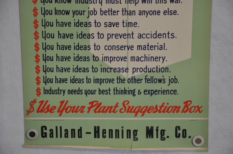1942 "You Can Help Win This War With Ideas" WWII War Poster (22 X 34)   - TvMovieCards.com