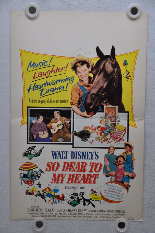 1964 So Dear To My Heart Original Window Card Movie Poster Burl Ives 14 x 22   - TvMovieCards.com