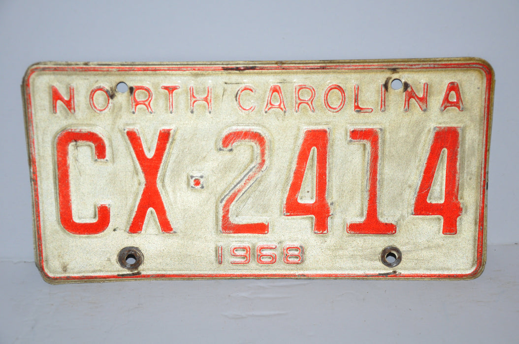 1968 North Carolina License Plate # CX-2414 Car Man Cave Chevy Ford YOM   - TvMovieCards.com