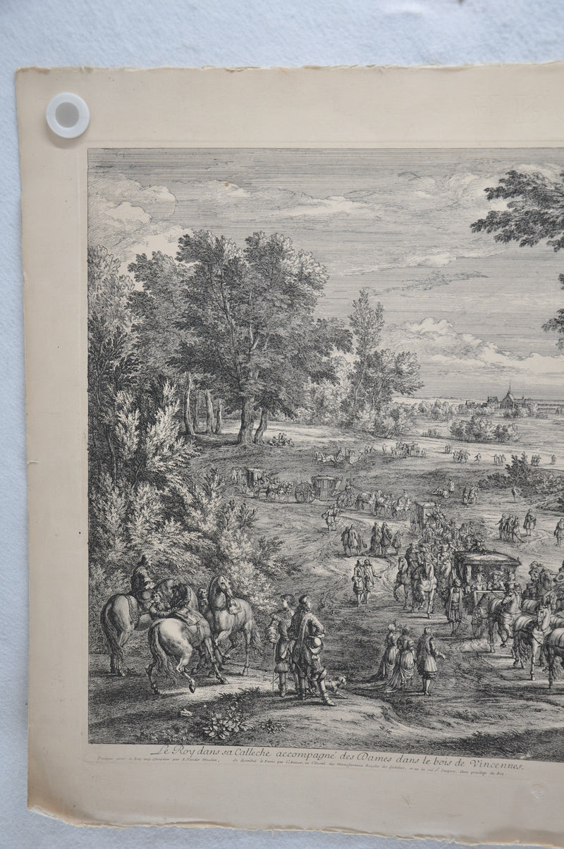 F Vander Meauten "Le Roy dans sa Calleche Accompagne des Dames" Etching Print   - TvMovieCards.com