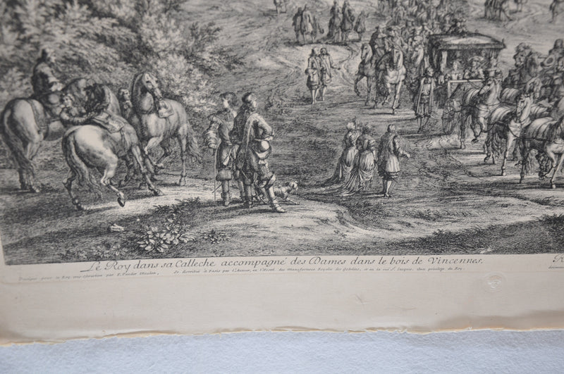 F Vander Meauten "Le Roy dans sa Calleche Accompagne des Dames" Etching Print   - TvMovieCards.com