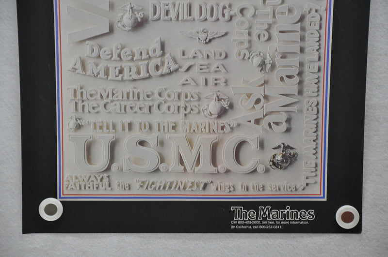 1980s Vintage US Marines Recruiting Poster "Valor, Pride" 20" x 28"   - TvMovieCards.com