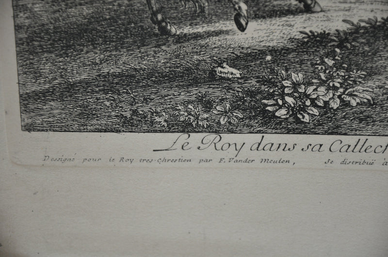 F Vander Meauten "Le Roy dans sa Calleche Accompagne des Dames" Etching Print   - TvMovieCards.com