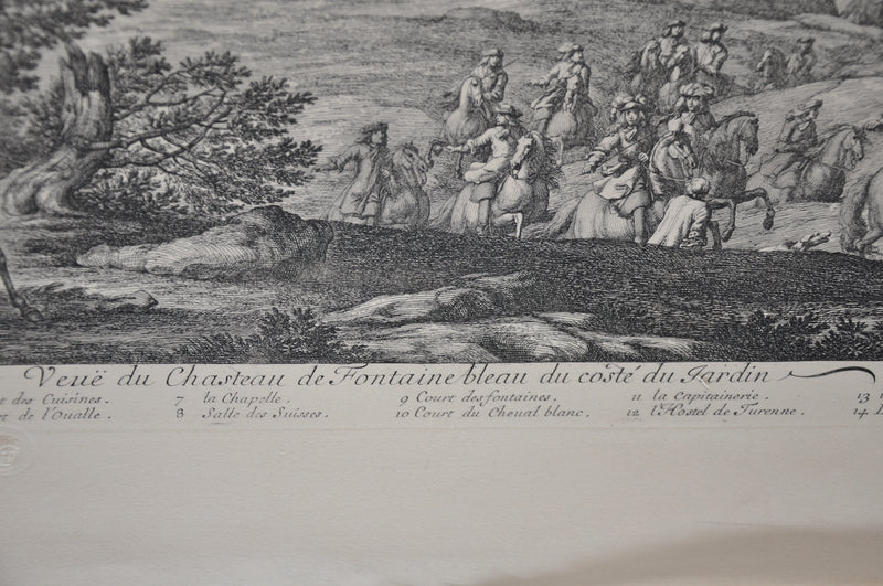 F Vander Meauten "Veue du Chasteau de Fontaine bleau du coste " Etching Print   - TvMovieCards.com