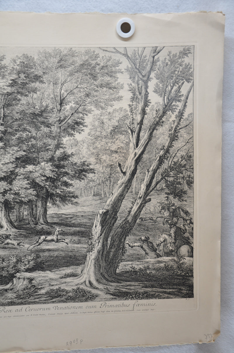 F Vander Meauten "Le Roy a la Chasse du Cerf auec les Dames" Etching Print   - TvMovieCards.com