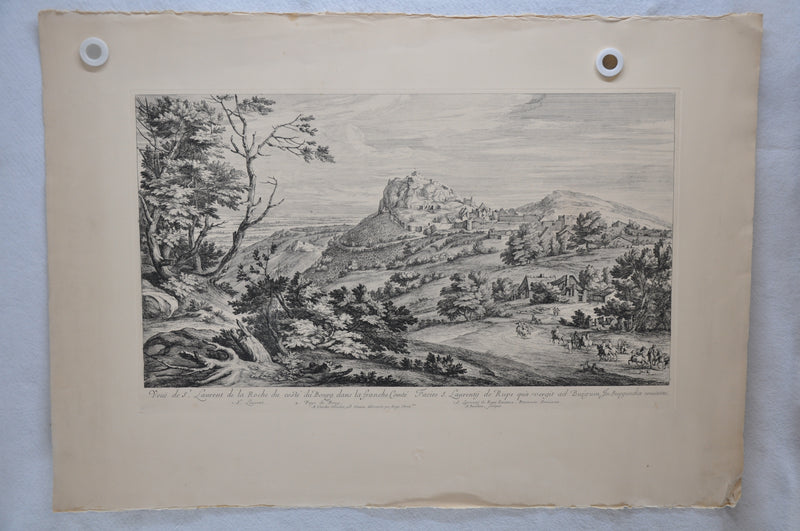 F Vander Meauten "Veue de S Laurent de la Roche du coste du Bourg" Etching Print   - TvMovieCards.com