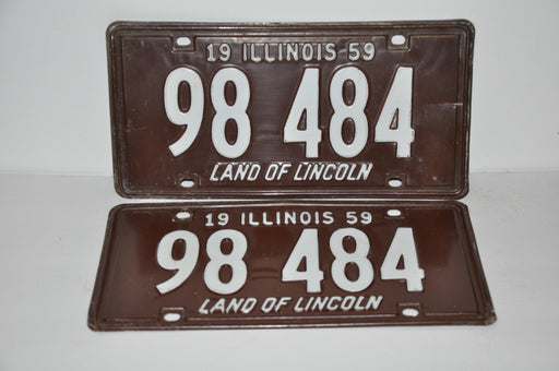 1959 Illinois License Plate # 98484 Passenger Car Man Cave Chevy Ford YOM   - TvMovieCards.com