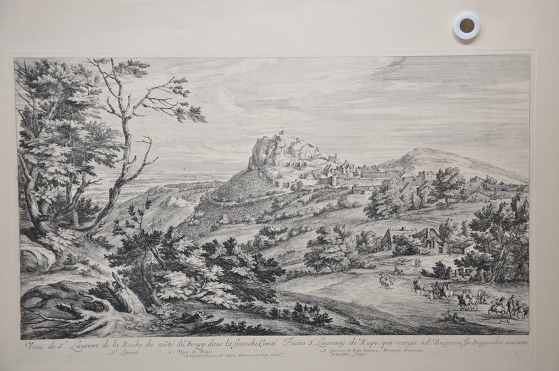 F Vander Meauten "Veue de S Laurent de la Roche du coste du Bourg" Etching Print   - TvMovieCards.com