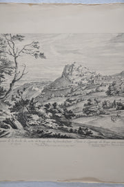 F Vander Meauten "Veue de S Laurent de la Roche du coste du Bourg" Etching Print   - TvMovieCards.com