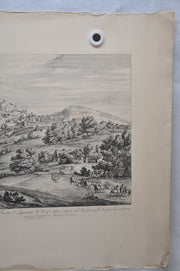 F Vander Meauten "Veue de S Laurent de la Roche du coste du Bourg" Etching Print   - TvMovieCards.com