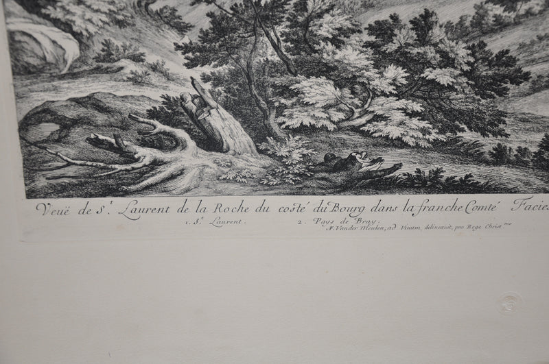 F Vander Meauten "Veue de S Laurent de la Roche du coste du Bourg" Etching Print   - TvMovieCards.com