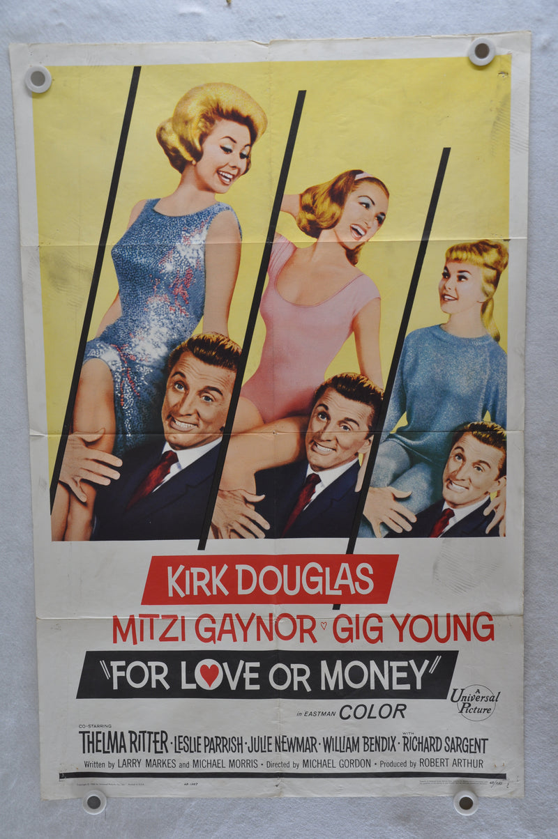 1963 For Love or Money Original 1SH Movie Poster 27x41 Kirk Douglas Mitzi Gaynor   - TvMovieCards.com