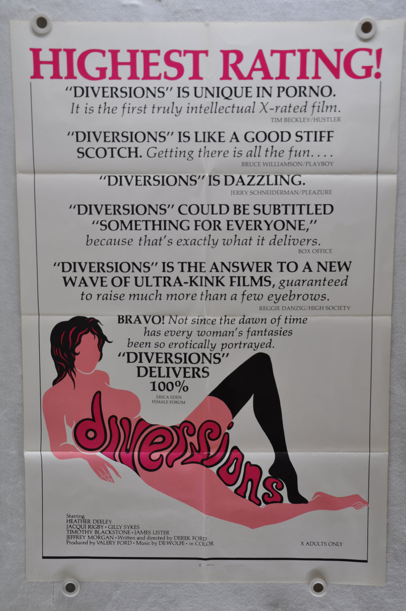 1976 Diversions Original 1SH Movie Poster 27 x 41 Heather Deeley Derek Martin   - TvMovieCards.com