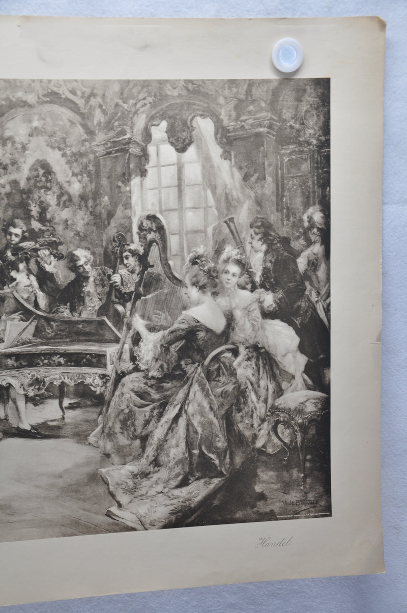 Vincente V. de Paredes George Frideric "Handel" Lithograph Art Print 25 x 35   - TvMovieCards.com