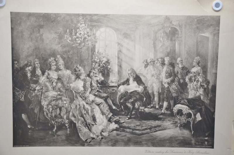 Vincente V. de Paredes "Voltaire reading his Semiramis to King Stanislas" Print   - TvMovieCards.com