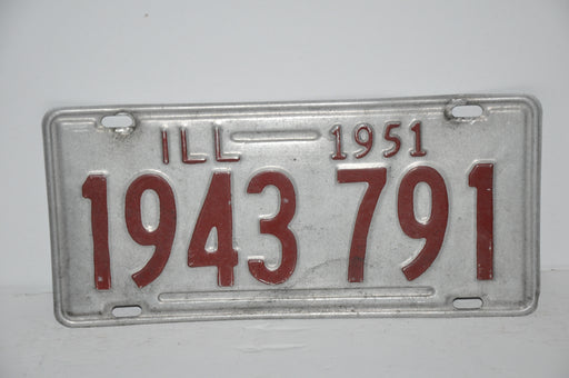 1951 Illinois License Plate # 1943 791 Passenger Car Original Tag YOM Birth Year   - TvMovieCards.com