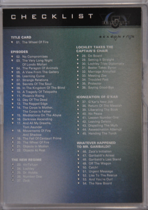 Babylon 5 Season 5 Skybox Base Card Set of 81   - TvMovieCards.com