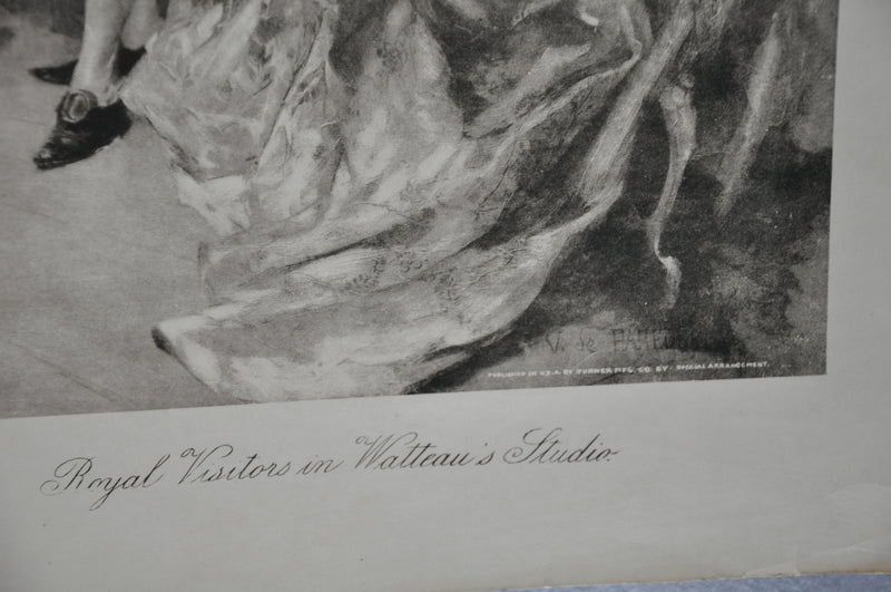 Vincente V. de Paredes "Royal Visitors in Watteau's Studio" Lithograph Art Print   - TvMovieCards.com