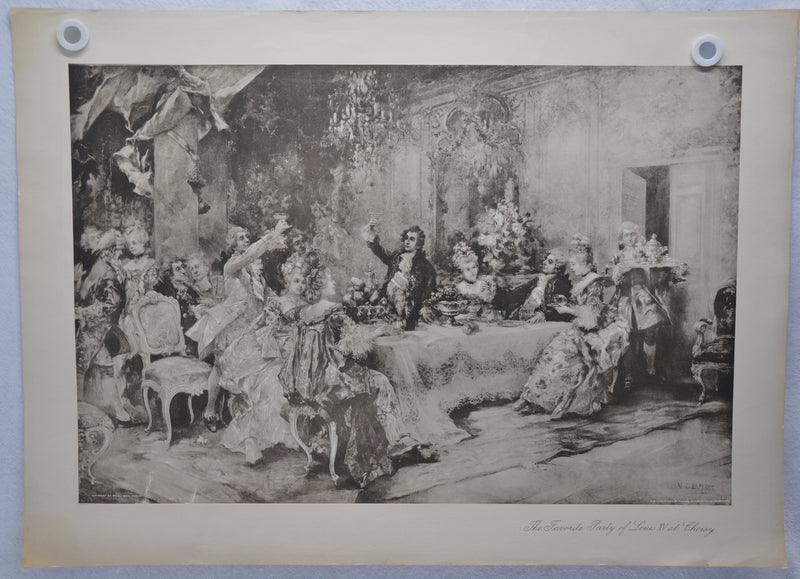 Vincente V. de Paredes "Favorite Party of Louis XV at Choisy" Lithograph Print   - TvMovieCards.com