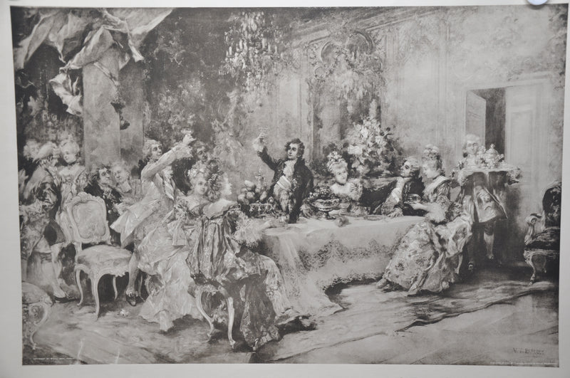 Vincente V. de Paredes "Favorite Party of Louis XV at Choisy" Lithograph Print   - TvMovieCards.com