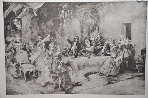 Vincente V. de Paredes "Favorite Party of Louis XV at Choisy" Lithograph Print   - TvMovieCards.com