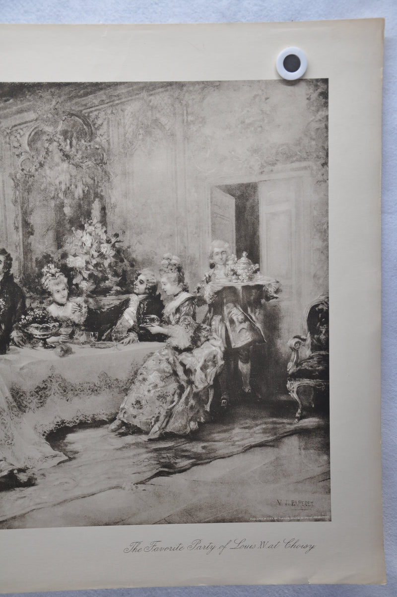 Vincente V. de Paredes "Favorite Party of Louis XV at Choisy" Lithograph Print   - TvMovieCards.com